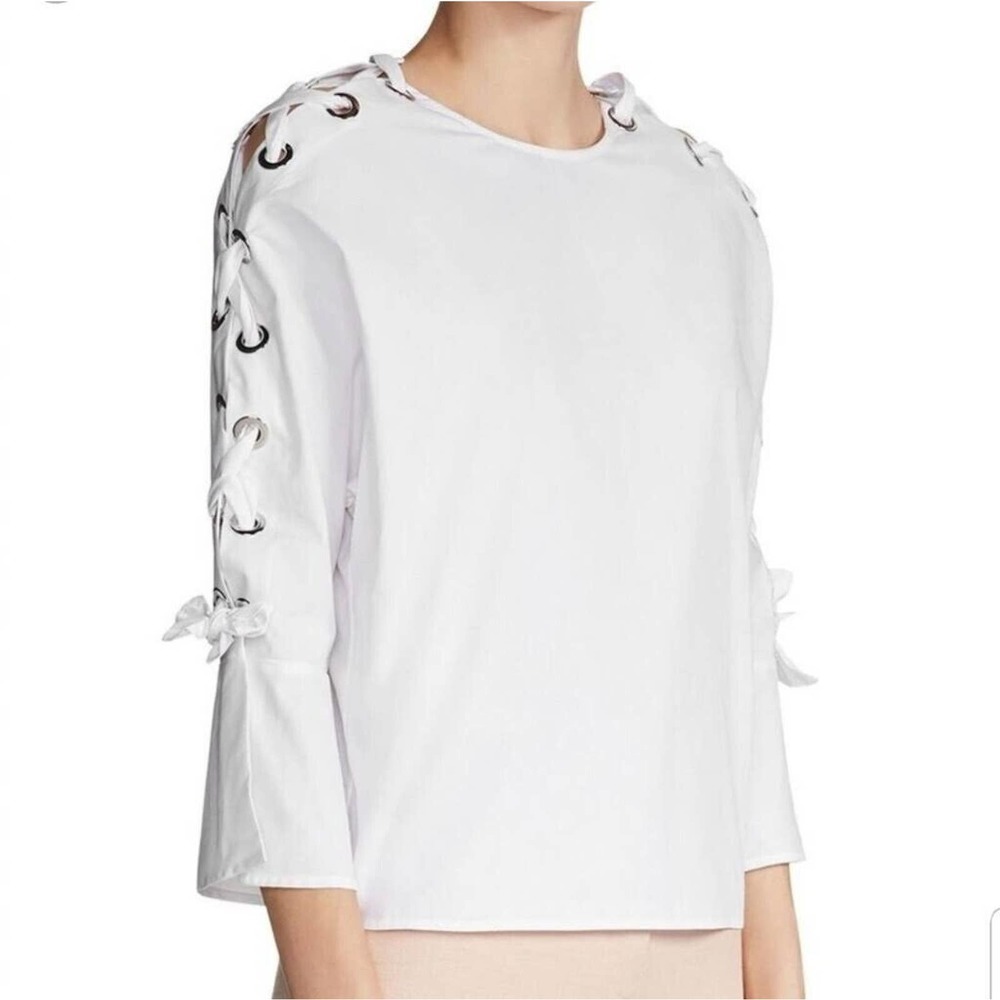 NEW Maje Paris Lace-Up Criss Cross Cotton White blouse FR 3 US Large